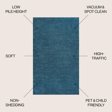 Haze Solid Low-pile Area Rug Turquoise